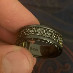 Three row black diamond band